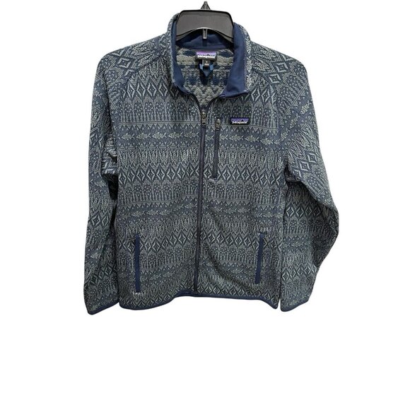 Vintage Y2K Patagonia Men's Medium Aztec Print Tribal Fish 1/4 Zip Fleece - Picture 1 of 6